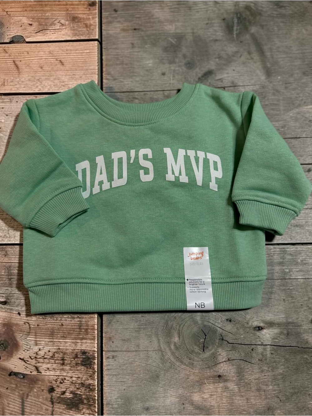 Dads MVP Newborn Sweatshirt NWT Sage Green Varsity Crewneck Baby Neutral NB